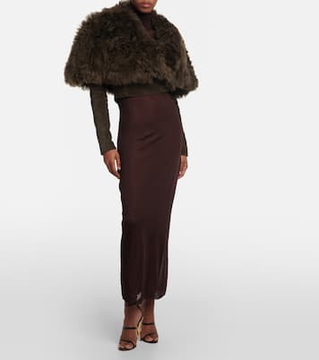 Cropped-Jacke aus Shearling und Veloursleder | Alaïa