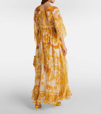 Maxikleid Majolica aus Seidenchiffon | Dolce&Gabbana