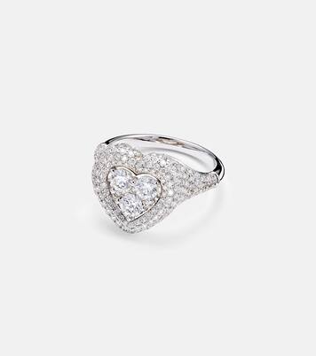 Manaal 18kt white gold pinky ring with diamonds | Kamyen