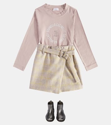 Wool-blend flannel skort | Brunello Cucinelli Kids