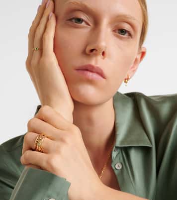 Piera 18kt gold linked rings with emerald | Spinelli Kilcollin