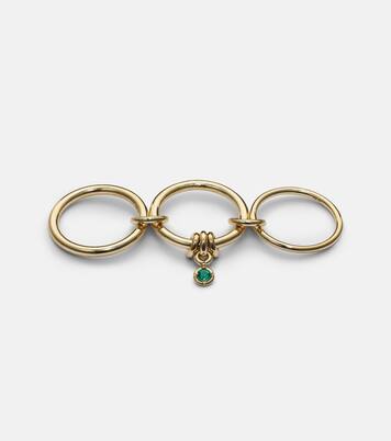 Piera 18kt gold linked rings with emerald | Spinelli Kilcollin