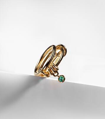 Piera 18kt gold linked rings with emerald | Spinelli Kilcollin