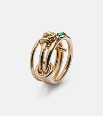 Piera 18kt gold linked rings with emerald | Spinelli Kilcollin