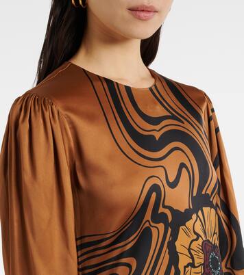 Bedrucktes Maxikleid Clingy Swing aus Satin | La DoubleJ