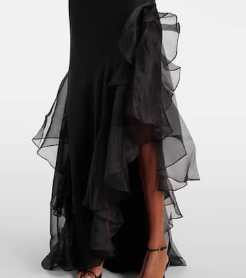 Sage Flounce ruffled sheer silk maxi dress | SIR