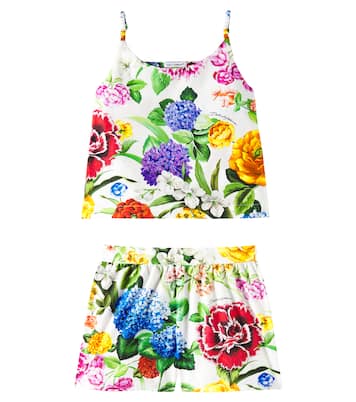 Floral cotton shirt and shorts set | Dolce&Gabbana Kids