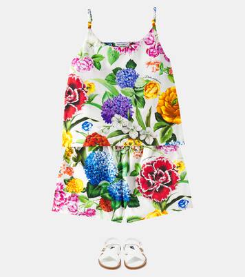 Floral cotton shirt and shorts set | Dolce&Gabbana Kids