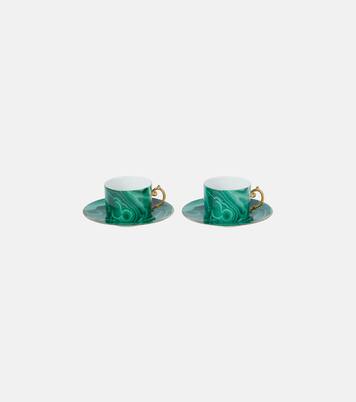 Set de 2 tazas y platos de té Malachite | L'Objet