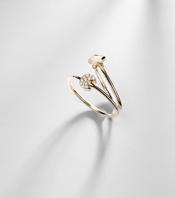 Set de 2 bagues Mini Moon and Star en or 14 ct et diamants | Roxanne First