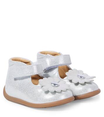 Baby Schuhe Stand-Up Daisy aus Metallic-Leder | Pom d'Api