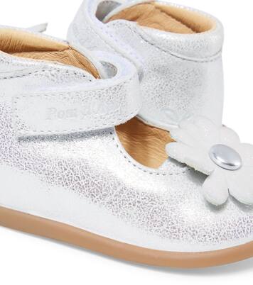 Baby Schuhe Stand-Up Daisy aus Metallic-Leder | Pom d'Api