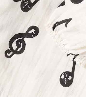 Note balloon-sleeve cotton muslin T-shirt | Mini Rodini