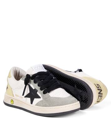 Ball Star suede-trimmed leather sneakers | Golden Goose Kids