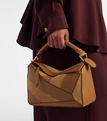 Tote Bag Puzzle Small aus Leder und Veloursleder | Loewe