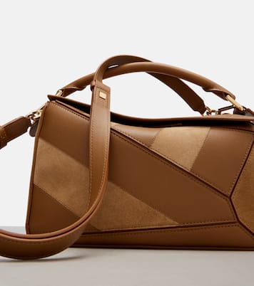 Tote Bag Puzzle Small aus Leder und Veloursleder | Loewe