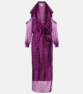 Cutout printed semi-sheer midi dress | Acne Studios