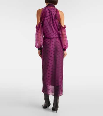 Cutout printed semi-sheer midi dress | Acne Studios