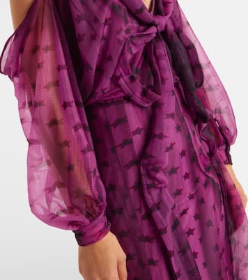 Cutout printed semi-sheer midi dress | Acne Studios