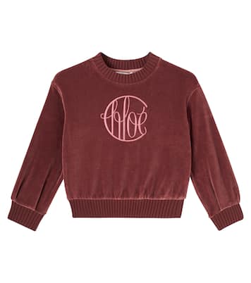 Logo cotton velvet sweater | Chloé Kids