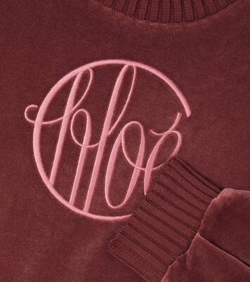 Logo cotton velvet sweater | Chloé Kids