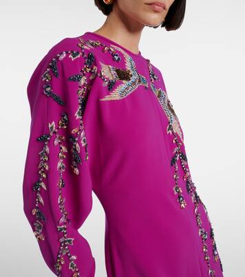 Robe Marla aus Crêpe mit Kristallen | Costarellos