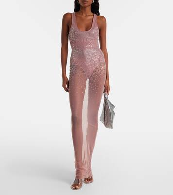 Crystal-embellished mesh maxi dress | Alex Perry