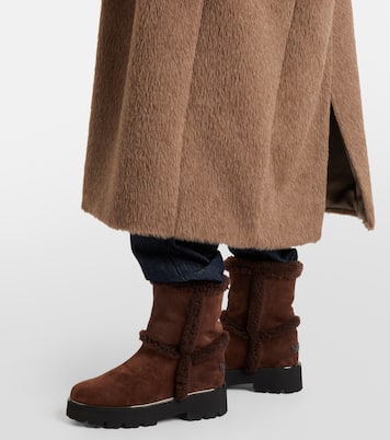 Teddi shearling-trimmed suede ankle boots | Aquazzura