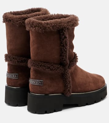 Teddi shearling-trimmed suede ankle boots | Aquazzura
