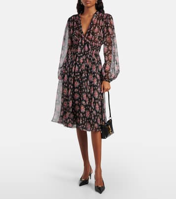 Floral shirred silk midi dress | Dolce&Gabbana