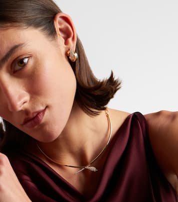 Tri-Link 14kt gold hoop earrings with diamonds | Sydney Evan