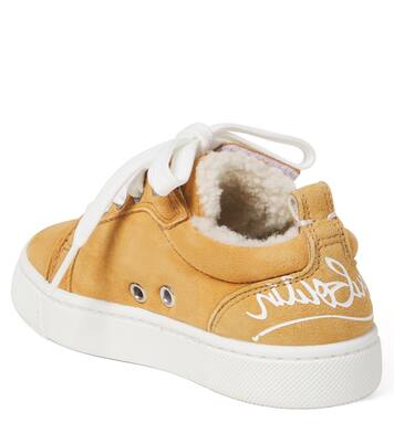 Funnyto shearling-lined suede sneakers | Christian Louboutin Kids
