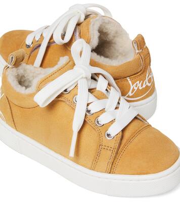 Funnyto shearling-lined suede sneakers | Christian Louboutin Kids