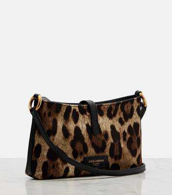 Lock leopard-print canvas shoulder bag | Dolce&Gabbana