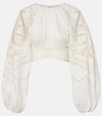 Daylight embroidered linen crop top | Zimmermann