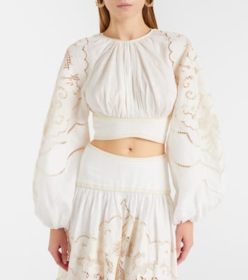 Daylight embroidered linen crop top | Zimmermann