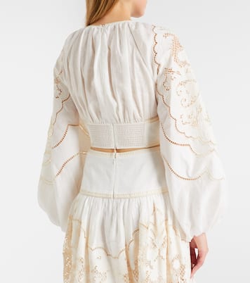 Daylight embroidered linen crop top | Zimmermann