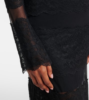 Off-shoulder lace tulle maxi dress | Blumarine