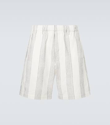 Textured Striped cotton Bermuda shorts | Commas