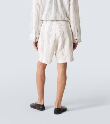 Textured Striped cotton Bermuda shorts | Commas