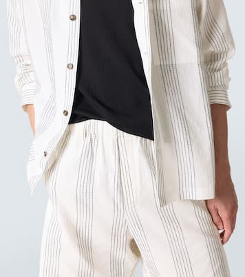 Textured Striped cotton Bermuda shorts | Commas