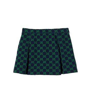 Falda de piqué de algodón plisada con GG | Gucci Kids