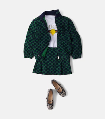 Falda de piqué de algodón plisada con GG | Gucci Kids