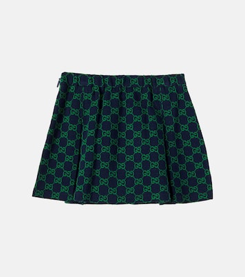 Falda de piqué de algodón plisada con GG | Gucci Kids