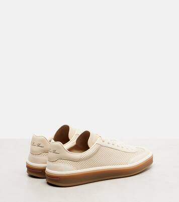 Tennis suede-trimmed leather sneakers | Loro Piana