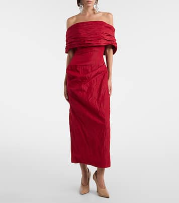 Vestido midi de mezcla de algodón drapeado | Magda Butrym