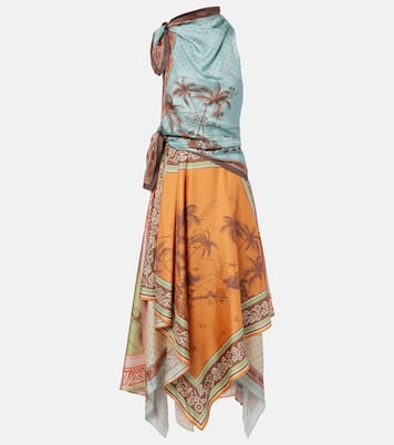 Alberta scarf-detail silk twill midi dress | Alémais