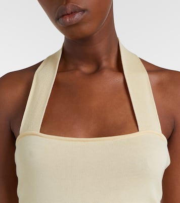 Lace-trimmed halterneck silk and cotton minidress | Aya Muse