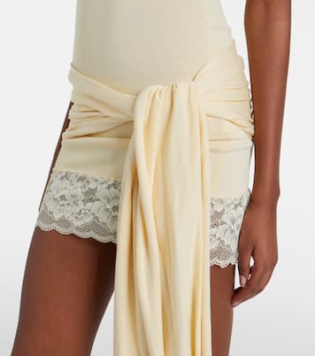 Lace-trimmed halterneck silk and cotton minidress | Aya Muse