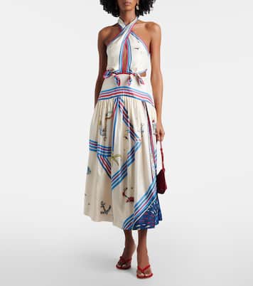 Bedrucktes Midikleid Apollo aus Seide | Alémais